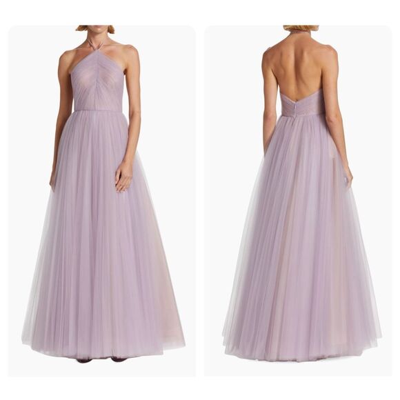 NWT Jason Wu Collection Gathered Halter Tulle Gown Maxi Dress Lavender Size 6 $5